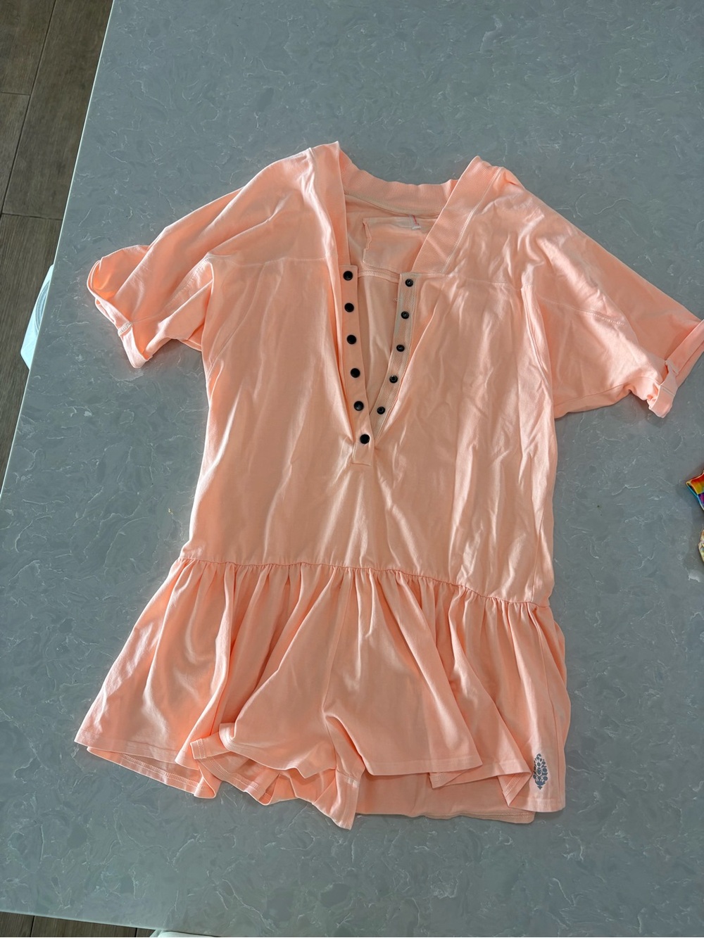 Free People Movemet Peach V-Neck button down romper